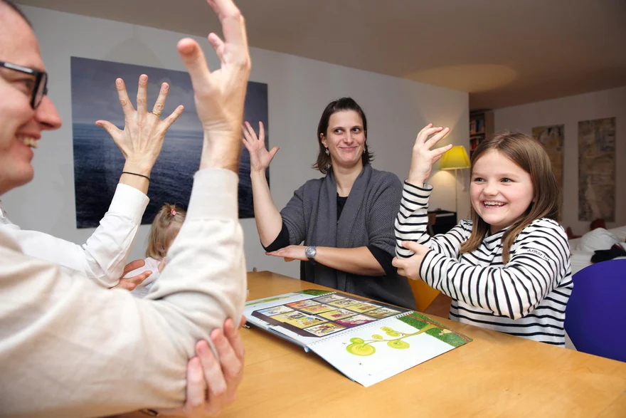 A sign language course being given at home